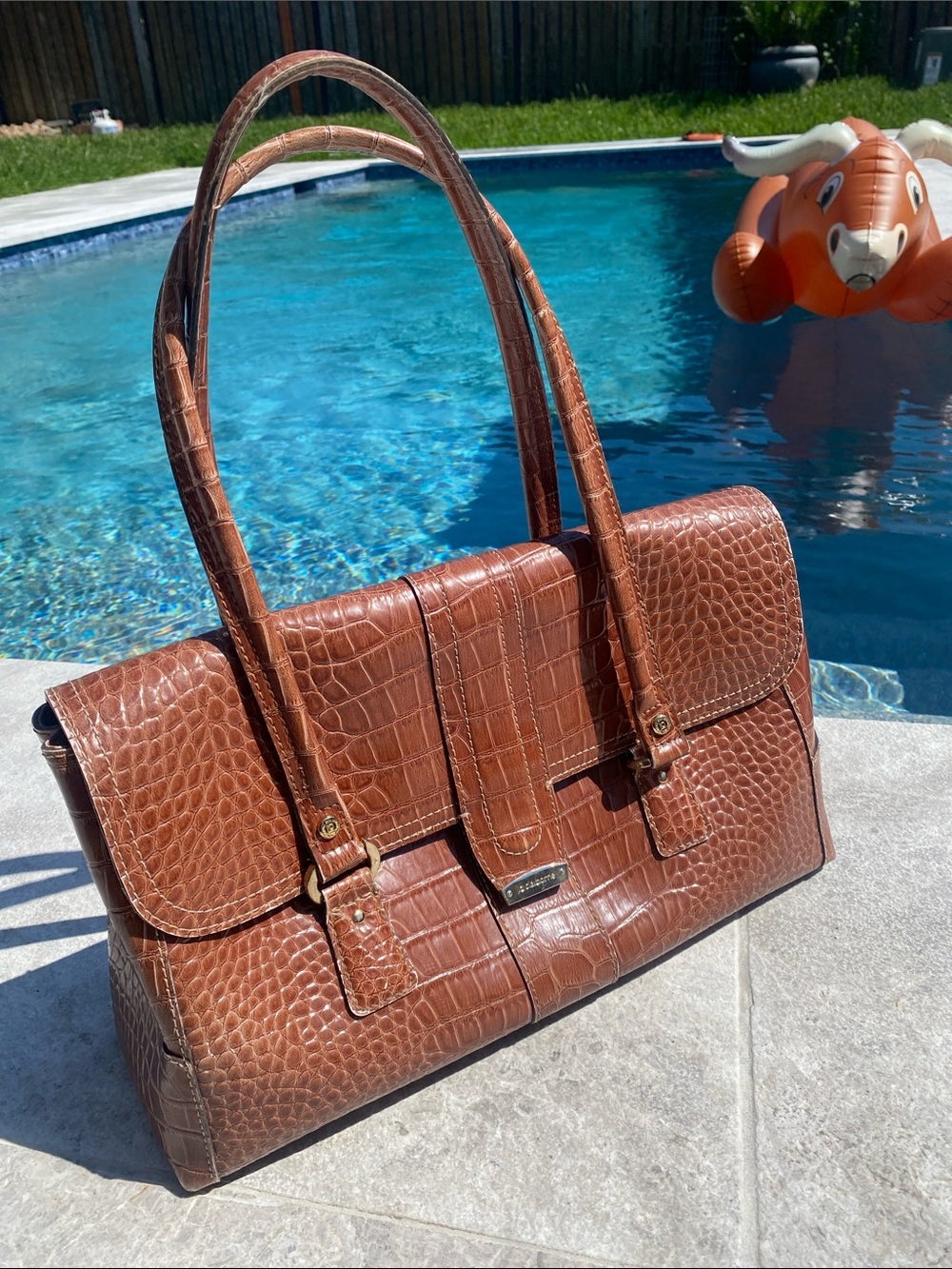 Liz Claiborne Brown Croc-Embossed Shoulder Bag
